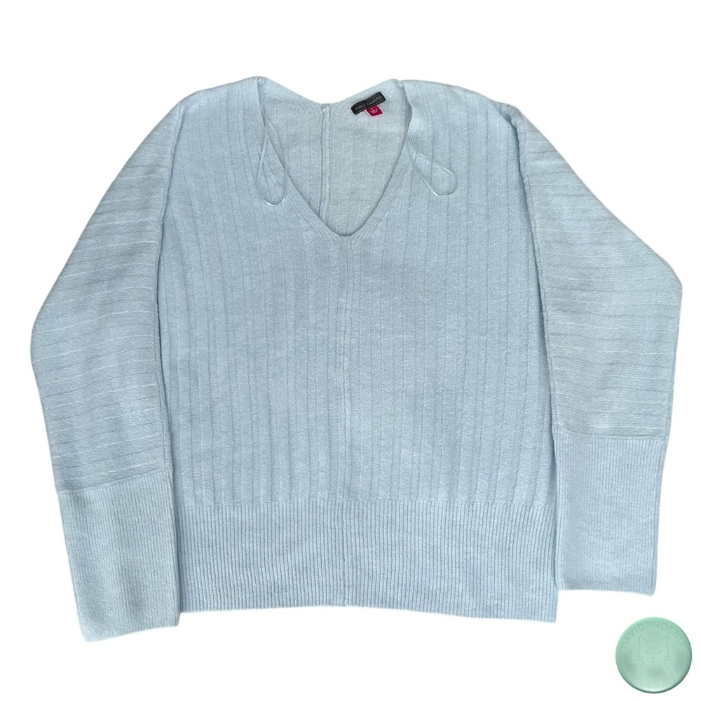 Vince Camuto Women’s Light Blue Ribbed V-Neck Sweater – Size Large - Picture 4 of 13